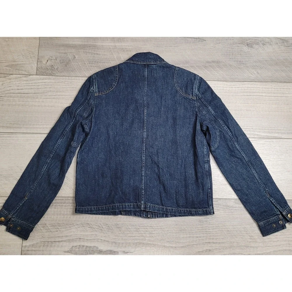 🐎Vintage Lauren Jeans Co Ralph Lauren Women M Blue Denim Fireman Jacket 90s Y2K - Picture 7 of 16